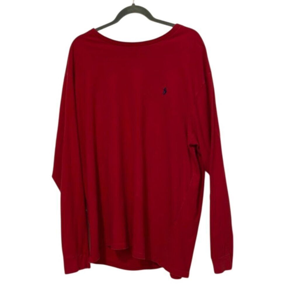 Polo Ralph Lauren Red Long Sleeve T-Shirt Mens Size XXL Cotton Preppy Casual - Picture 1 of 9